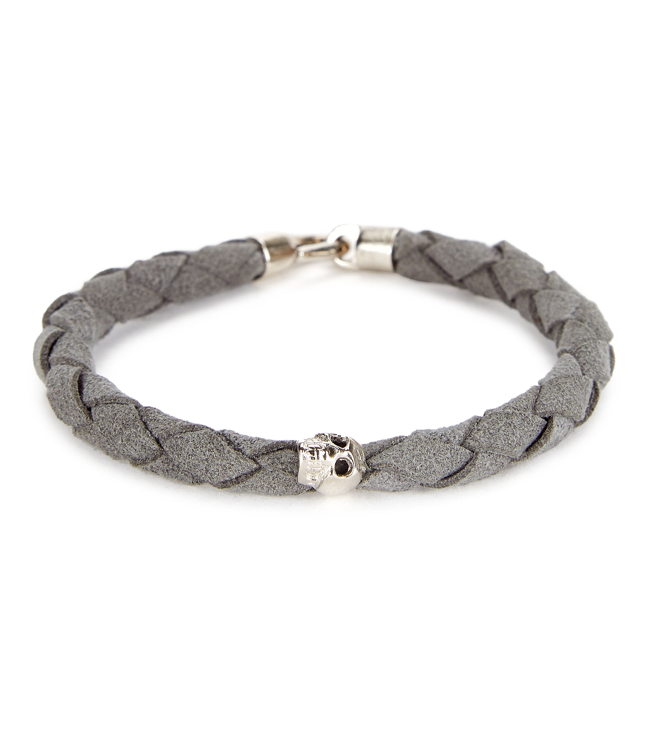 PULSERA CRANEO 925 Y GAMUZA